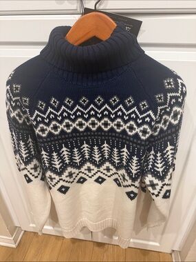 Alp N Rock Navy and White Turtleneck Sweater